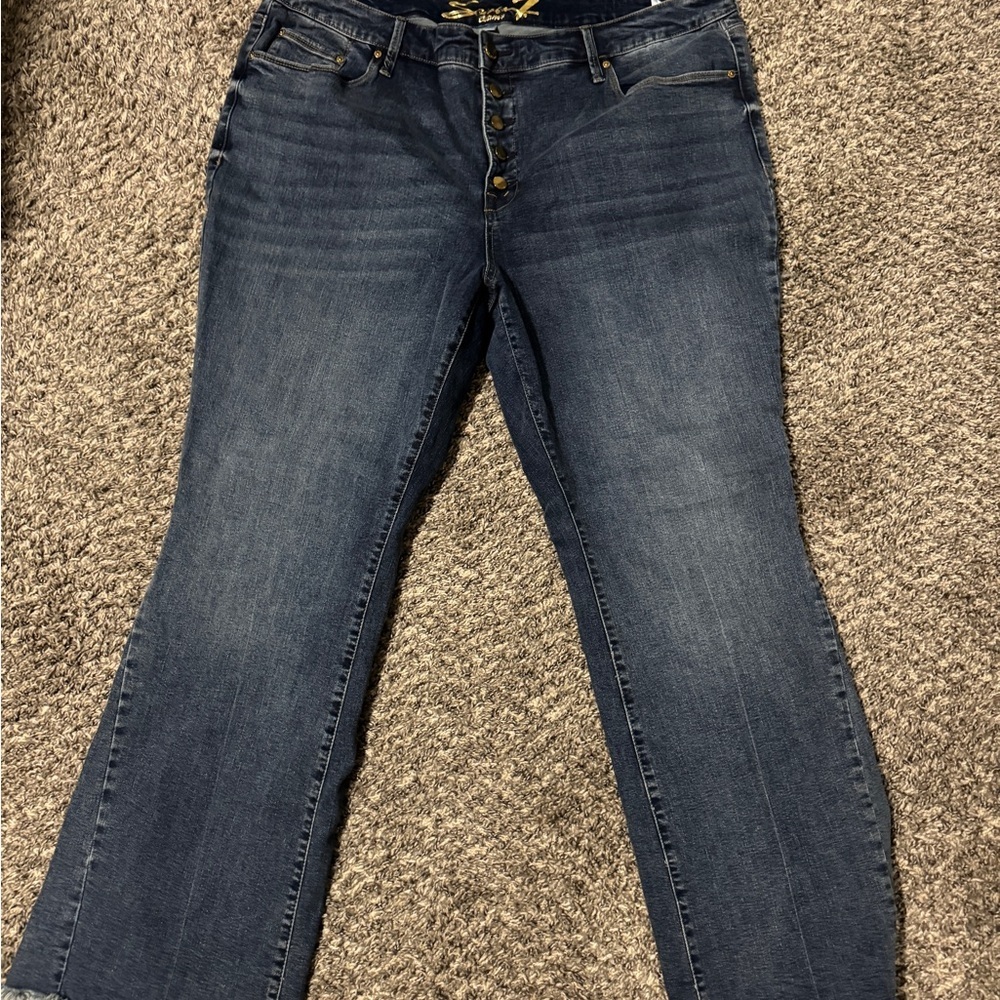 Seven7 Button Fly Dark Wash Flare Jeans Size 22